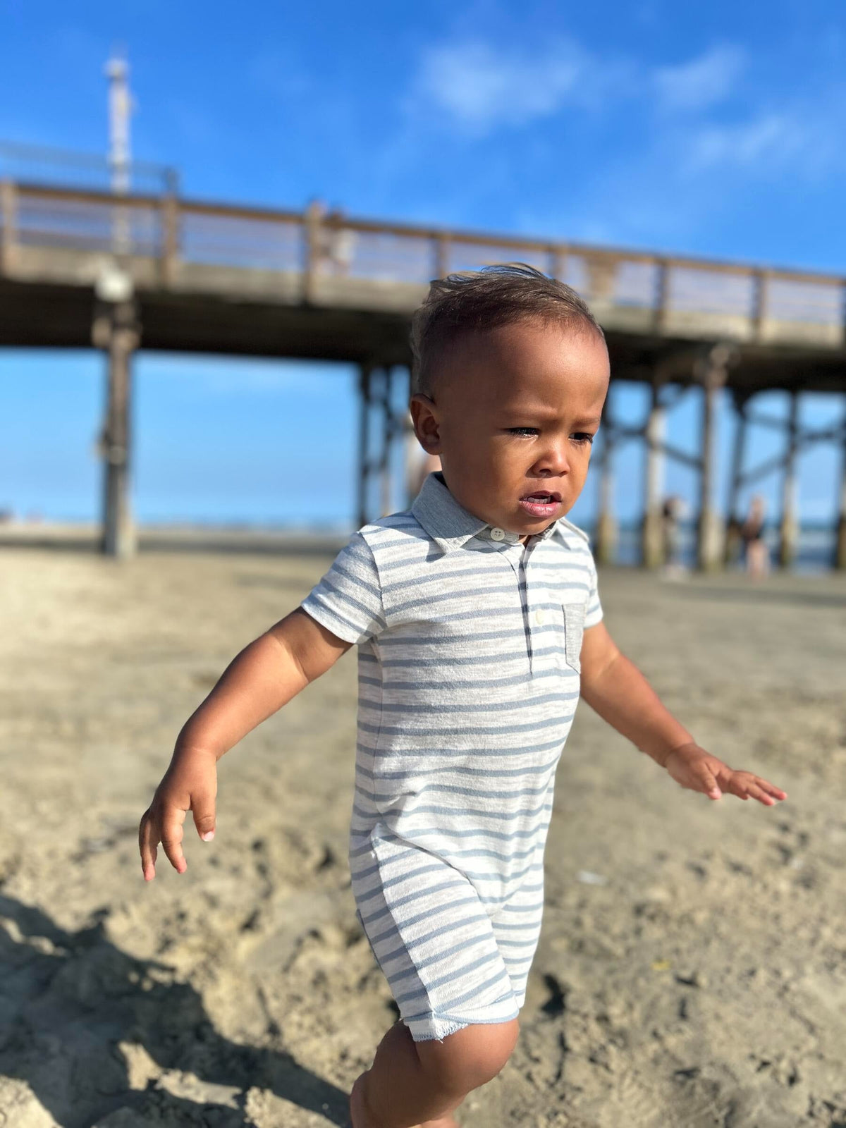 Me & Henry Saltash Grey/White Polo Romper