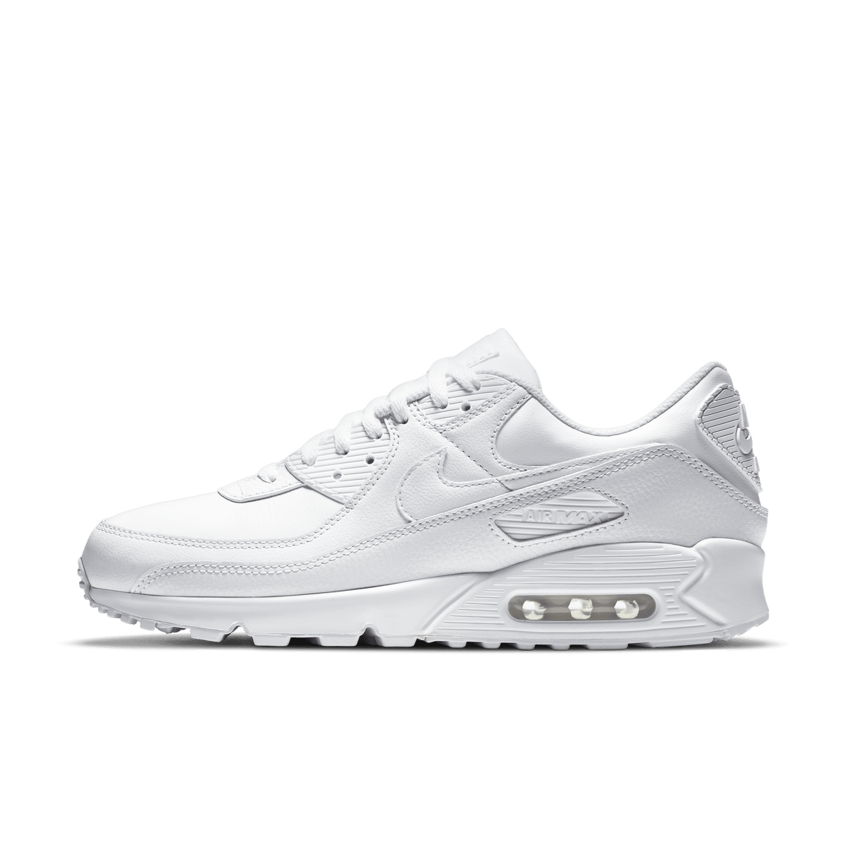 Mens Air Max 90 LTR Leather Triple White