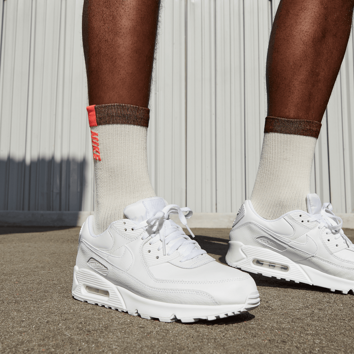 Mens Air Max 90 LTR Leather Triple White