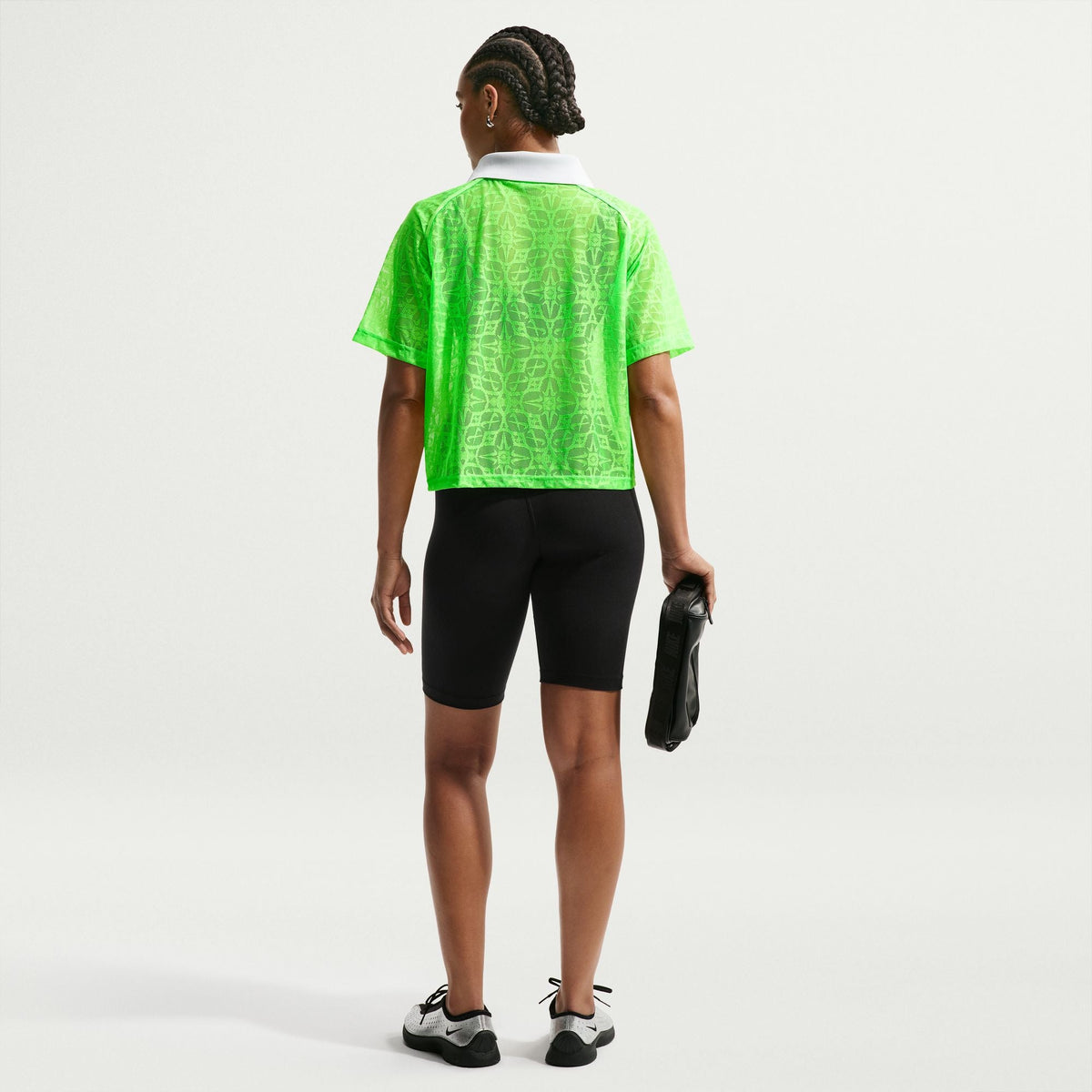Nike Sportswear Womens Loose Lace Polo Jersey Top Green Strike