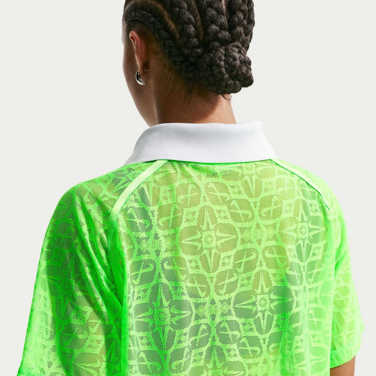 Nike Sportswear Womens Loose Lace Polo Jersey Top Green Strike