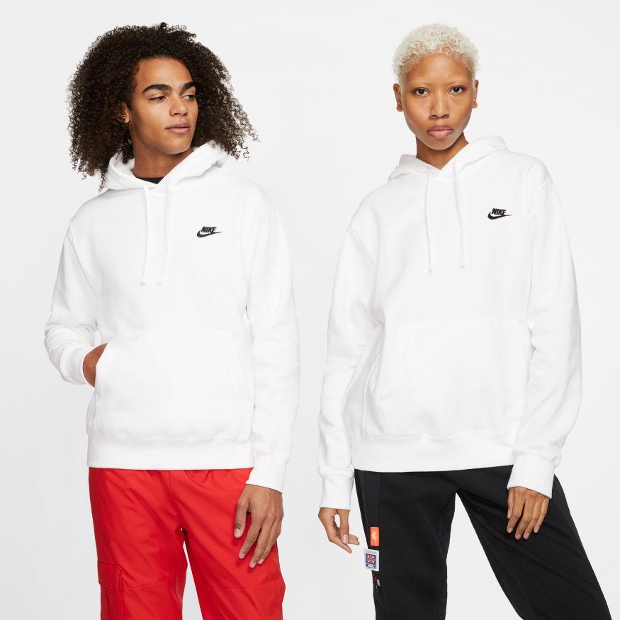 Mens Nike Sportswear Club Fleece Pullover Hoodie White Black
