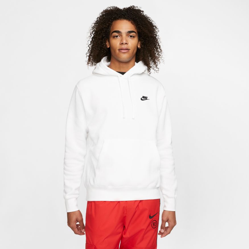 Mens Nike Sportswear Club Fleece Pullover Hoodie White Black