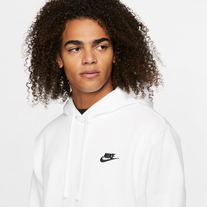 Mens Nike Sportswear Club Fleece Pullover Hoodie White Black