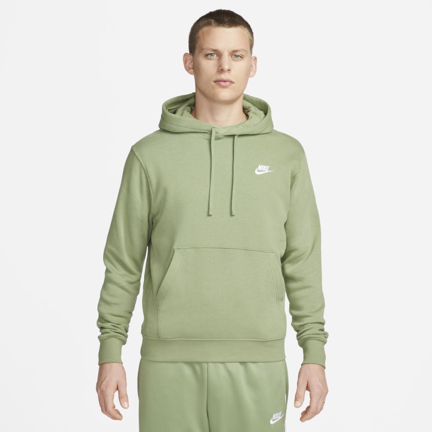 Mens Nike Sportswear Club Fleece Pullover Hoodie Oil Green