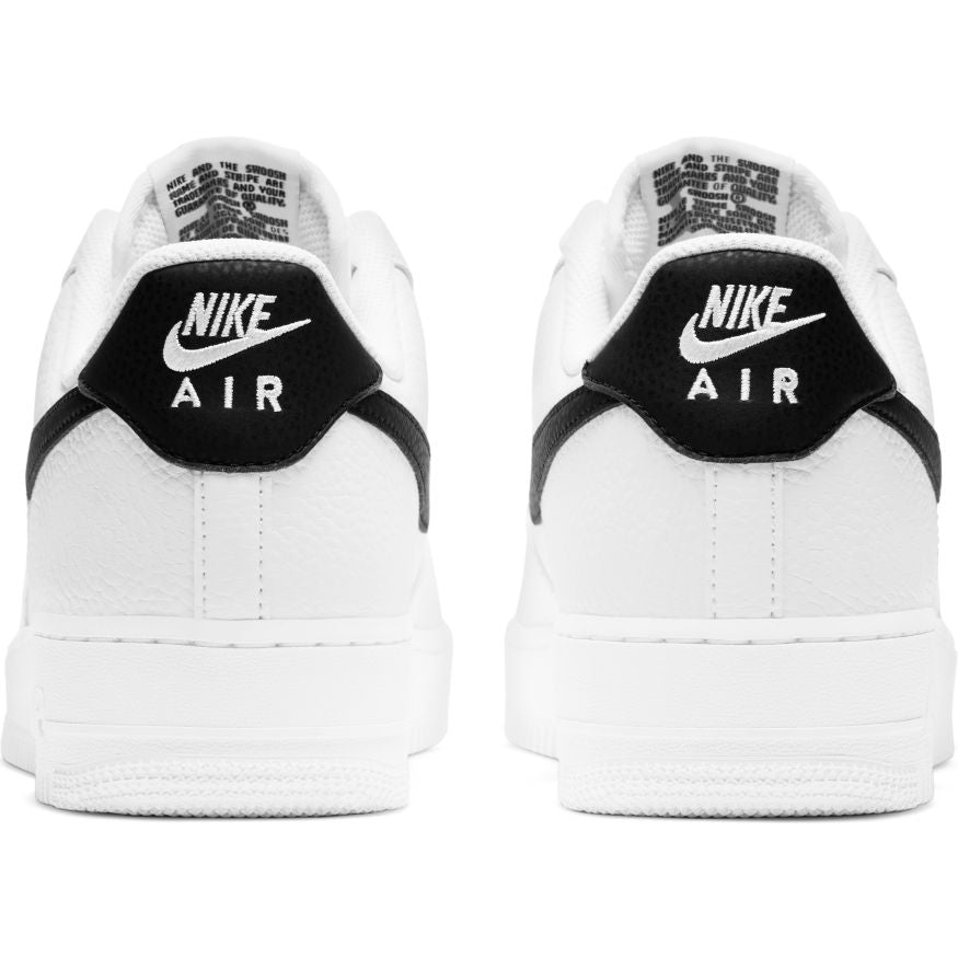 Mens Nike Air Force 1 07 White Black Pebbled Leather