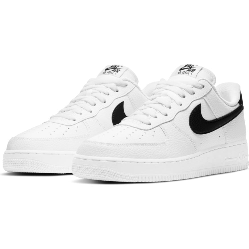 Mens Nike Air Force 1 07 White Black Pebbled Leather