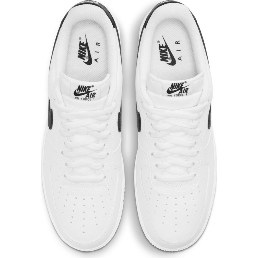Mens Nike Air Force 1 07 White Black Pebbled Leather
