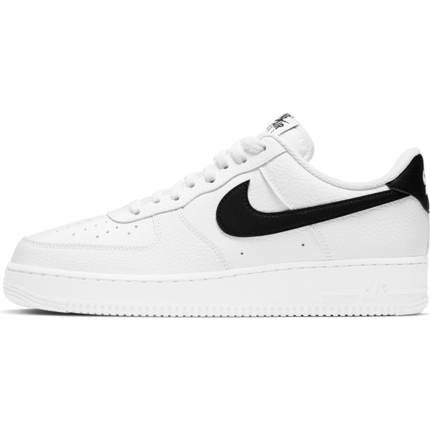 Mens Nike Air Force 1 07 White Black Pebbled Leather